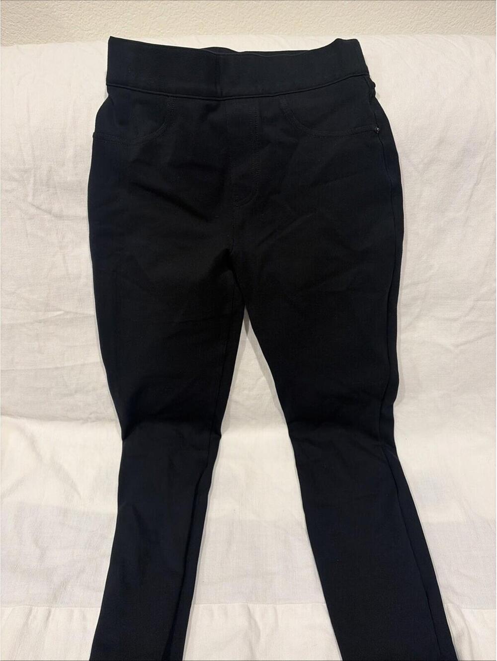 New Spanx Womens Black Leggings w/ Back Pockets Stretch Pants | Size Small